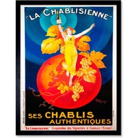 Artery8 Advert Chablis Wine France Artistic Vintage 12x16" Framed Art Print | Size: W12" x H16"