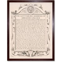 Artery8 War American Civil Lincoln Gettysburg Address President Framed Art in Brown | Size: W12" x H16"
