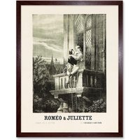 Artery8 Wall Art Print Romeo & Juliet French Advert Theatre Stage Play Shakespeare France Vintage Opera Poster Art Framed in Brown | Size: W12" x H16"