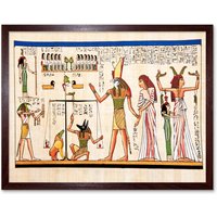 Artery8 Ancient Egyptian Heiroglyphics Horus Thoth Anubis Mural Framed Art in Brown | Size: W12" x H16"