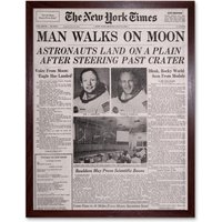 Artery8 Vintage Space Newspaper Moon Aldrin Armstrong 12x16" Framed Art Print in Brown | Size: W12" x H16"