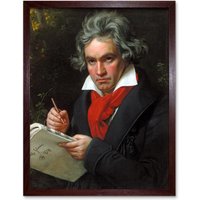 Artery8 Wall Art Print Music Composer Ludwig Van BeethovenPortrait Painting Joseph Karl Stieler Art Framed in Brown | Size: W12" x H16"