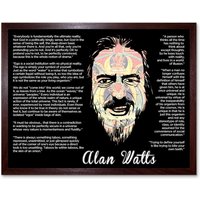 Artery8 Wall Art Print Everybody Is Fundamentally Ultimate Reality Alan Watts Face Typography Quote Art Framed in Brown | Size: W12" x H16"