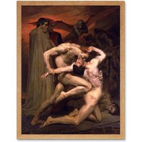 Artery8 William Adolphe Bouguereau Dante Virgil Hell Old Framed Wall Art Print in Light Oak | Size: W12" x H16"