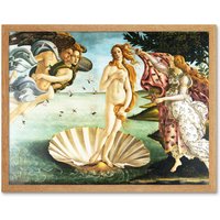 Artery8 Botticelli The Birth of Venus Goddess Painting 12x16" Framed Art Print in Light Oak | Size: W12" x H16"