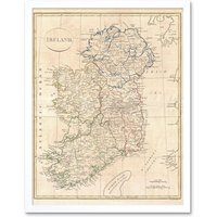 Artery8 1799 Clement Cruttwell Map Ireland Vintage 12x16" Framed Art Print in White | Size: W12" x H16"