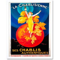 Artery8 Advert Chablis Wine France Artistic Vintage 12x16" Framed Art Print in White | Size: W12" x H16"