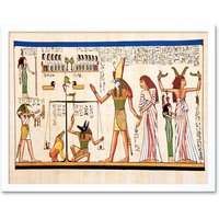 Artery8 Ancient Egyptian Heiroglyphics Horus Thoth Anubis Mural Framed Art in White | Size: W12" x H16"