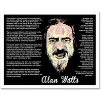 Artery8 Wall Art Print Everybody Is Fundamentally Ultimate Reality Alan Watts Face Typography Quote Art Framed in White | Size: W12" x H16"