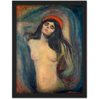 Artery8 Wall Art Print Munch Madonna Large Framed Wall Décor Art in Light Oak | Size: W18" x H24"