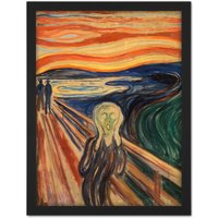 Artery8 Wall Art Print Munch The Scream Large Framed Wall Décor Art in Brown | Size: W18" x H24"
