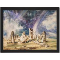 Artery8 Wall Art Print John Constable Stonehenge Large Framed Wall Dรฉcor Art in Brown | Size: W18" x H24"