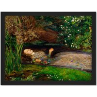 Artery8 Wall Art Print John Everett Millais Ophelia Cropped Large Framed Wall Décor Art in White | Size: W18" x H24"