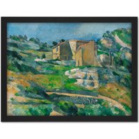 Artery8 Wall Art Print Paul Cezanne Houses In Provence Large Framed Wall Dรฉcor Art in White | Size: W18" x H24"