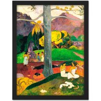Artery8 Wall Art Print Paul Gauguin Mata Mua In Olden Times Large Framed Wall Décor Art in Black | Size: W18" x H24"