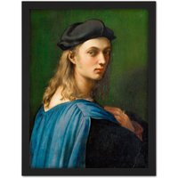 Artery8 Wall Art Print Raphael Bindo Altoviti Large Framed Wall Décor Art in Light Oak | Size: W18" x H24"