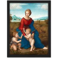 Artery8 Wall Art Print Raphael Madonna In The Meadow Large Framed Wall Dรฉcor Art in Brown | Size: W18" x H24"