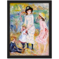 Artery8 Wall Art Print Renoir Children On The Seashore Guernsey Large Framed Wall Décor Art in Black | Size: W18" x H24"