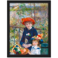 Artery8 Wall Art Print Renoir Two Sisters On The Terrace Large Framed Wall Décor Art in Black | Size: W18" x H24"