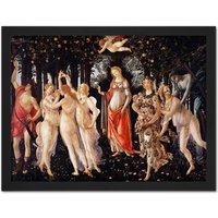 Artery8 Wall Art Print Sandro Botticelli La Primavera Large Framed Wall Décor Art in Black | Size: W18" x H24"