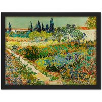 Artery8 Wall Art Print Vincent Van Gogh Garden At Arles Large Framed Wall Dรฉcor Art in White | Size: W18" x H24"