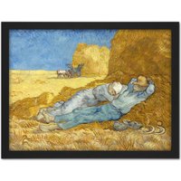 Artery8 Wall Art Print Vincent Van Gogh The Siesta After Millet Large Framed Wall Dรฉcor Art in White | Size: W18" x H24"