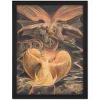 Artery8 Wall Art Print William Blake Great Red Dragon Woman Clothed With Sun Large Framed Wall Décor Art in Black | Size: W18" x H24"