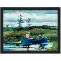 Artery8 Wall Art Print Winslow Homer The Blue Boat Large Framed Wall Décor Art in Light Oak | Size: W18" x H24"