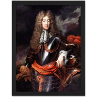 Artery8 Wall Art Print Portrait King James II England Painting Royal Historic Large Framed Wall Décor Art in White | Size: W18" x H24"