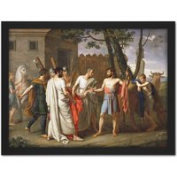 Artery8 Wall Art Print De Ribera Cincinnatus Abandons Plough Painting Large Framed Wall Décor Art in Black | Size: W18" x H24"