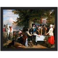 Artery8 Wall Art Print Landseer Eve Battle Edge Hill Civil War Painting Large Framed Wall Décor Art in Brown | Size: W18" x H24"