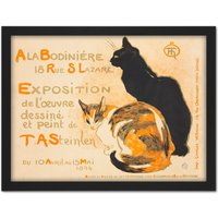 Artery8 Wall Art Print Steinlen Bodiniere Artist's Own Exhibition Cats Advert Large Framed Wall Décor Art in Brown | Size: W18" x H24"