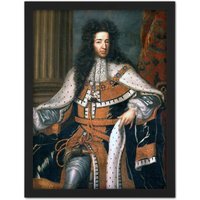 Artery8 Wall Art Print Wissing Portrait King William III England Orange Painting Large Framed Wall Décor Art in Black | Size: W18" x H24"