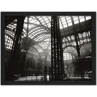 Artery8 Wall Art Print Berenice Abbott Interior Penn Station New York Photo Large Framed Wall Dรฉcor Art in Light Oak | Size: W18" x H24"
