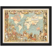 Artery8 Wall Art Print Crane 1886 Pictorial Map British Empire World Large Framed Wall Dรฉcor Art in Brown | Size: W18" x H24"
