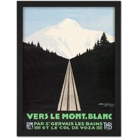 Artery8 Wall Art Print Dorival Mont Blanc St Gervais France Travel Advert Large Framed Wall Décor Art in Black | Size: W18" x H24"