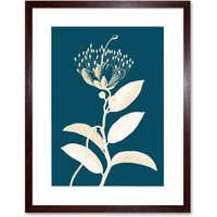 Artery8 Wall Art Print Modern Bold Biodiversity Blue Plant Artwork Framed 9X7 Inch in Brown | Size: W7" x H9"