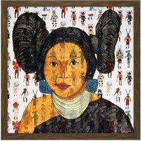 Artery8 Wall Art Print Bradley White Earth Ojibwe Hopi Maiden IV Painting Square Framed Picture 16X16 Inch in Brown | Size: W16" x H16"