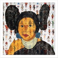 Artery8 Wall Art Print Bradley White Earth Ojibwe Hopi Maiden IV Painting Square Framed Picture 16X16 Inch | Size: W16" x H16"