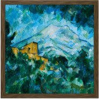 Artery8 Wall Art Print Paul Cezanne Mont Sainte Victoire & Chateau Noir Square Framed Picture 16X16 Inch in Brown | Size: W16" x H16"