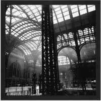Artery8 Wall Art Print Abbott Penn Station Interior New York Old Photo Square Framed Picture 16X16 Inch in Black | Size: W16" x H16"