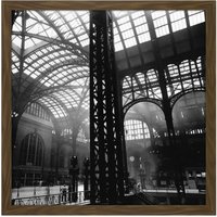 Artery8 Wall Art Print Abbott Penn Station Interior New York Old Photo Square Framed Picture 16X16 Inch in Brown | Size: W16" x H16"