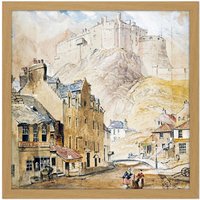 Artery8 Wall Art Print Mcculloch Edinburgh Castle Foot Vennel Painting Square Framed Picture 16X16 Inch in Light Oak | Size: W16" x H16"