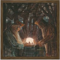 Artery8 Wall Art Print Ciurlionis Fairy Tale Of Kings Symbolist Painting Square Framed Picture 16X16 Inch in Brown | Size: W16" x H16"