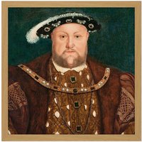 Artery8 Wall Art Print After Hans Holbein The Younger King Henry VIII Square Framed Picture 16X16 Inch in Light Oak | Size: W16" x H16"
