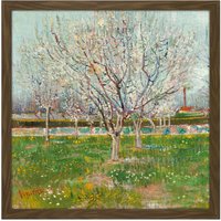 Artery8 Wall Art Print Vincent Van Gogh Orchard In Blossom Plum Trees Square Framed Picture 16X16 Inch in Brown | Size: W16" x H16"