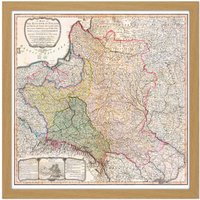 Artery8 Wall Art Print Map 1799 Faden Kingdom Poland Duchy Lithuania Square Framed Picture 16X16 Inch in Light Oak | Size: W16" x H16"