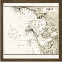 Artery8 Wall Art Print Map Antique Rosser 1869 Cadiz Spain Historic Replica Square Framed Picture 16X16 Inch in Brown | Size: W16" x H16"