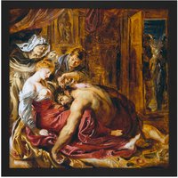 Artery8 Wall Art Print Rubens Samson & Delilah Square Framed Picture 16X16 Inch in Black | Size: W16" x H16"