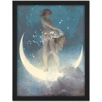 Artery8 Wall Art Print Edwin Blashfield Spring Scattering Stars Painting Large Framed Wall Décor Art in Light Oak | Size: W18" x H24"